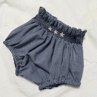 Navy Gingham Smocked Bloomers