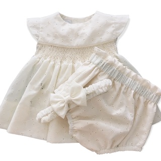 Delightful Lace Smocked Dress Set 3-6M