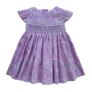 Classic Style Smocked Dress - Mauve