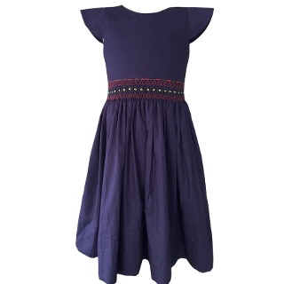 January Smocked Dress - Festive Navy